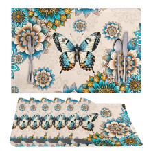 Boho Mandala Flower Butterfly Table Mats 6 pcs 11.8 x 17.7