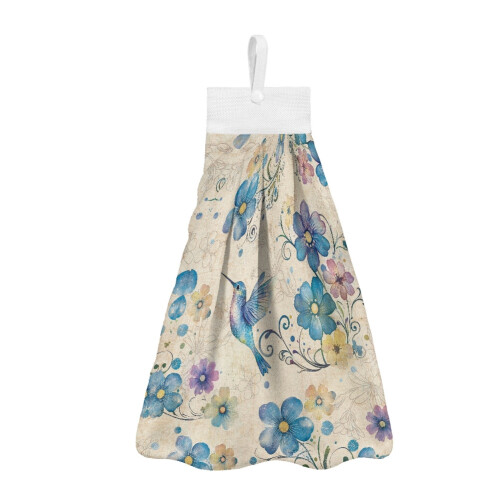 Hummingbird Flower Kitchen Towels with Snap Button
