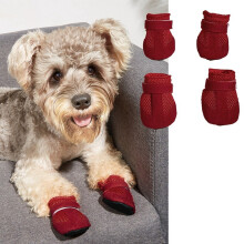 Mesh Dog Shoes Soft Pet Boots Adjustable Straps 4 Pack