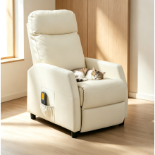 Cream White Power Recliner Chair with Vibration Massage 6 Points Heat Function 330LBS Capacity PU Adjustable TV Chair for Elderly