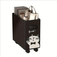 Under-Desk Rolling Storage Cart White Black
