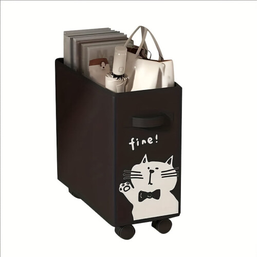 Under-Desk Rolling Storage Cart White Black