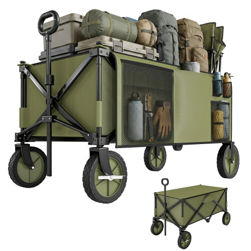 Outsunny Carro Plegable Verde 108 x 55 x 93 cm