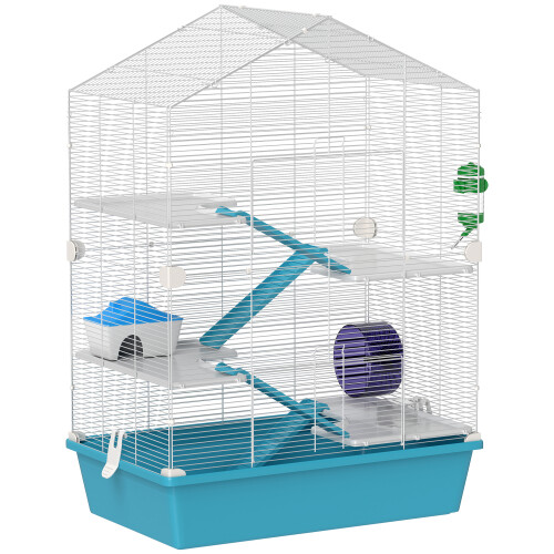 PawHut Jaula para Hámster Azul 58 x 36 x 81 cm