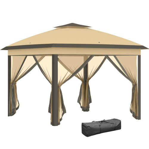 Outsunny Carpa Plegable Beige 330 x 330 x 288 cm