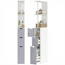 Armario Alto de Baño Blanco 15 x 33 x 136.8 cm