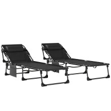 Tumbonas Plegable Negro 200 x 57 x 38 cm