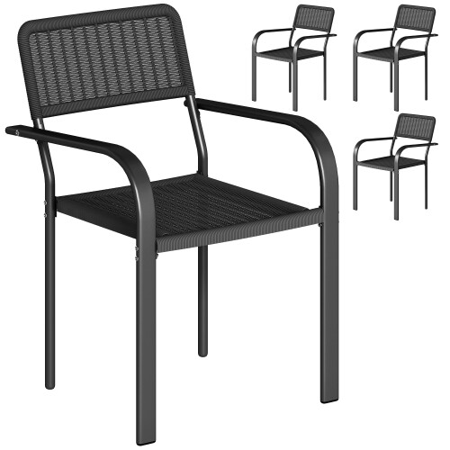 Outsunny Sillas de Comedor Negro 55 x 60 x 83 cm