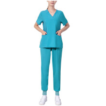Women's Jogger Scrubs Short-Sleeve Light Blue 5X