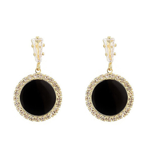 Geometric Black Rhinestone Stud Earrings 1 Pair 1