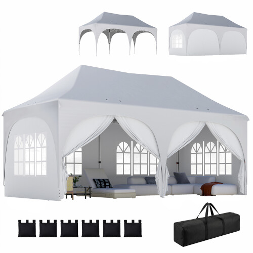 Outsunny Carpa Plegable Gris 598 x 300 x 315 cm