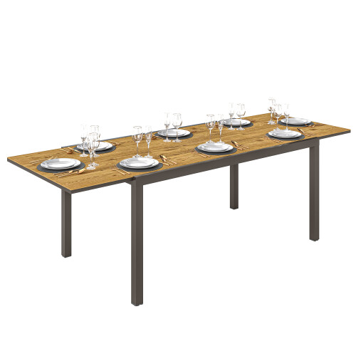 Outsunny Mesa Jardín Extensible Marrón 240 x 90 x 74 cm