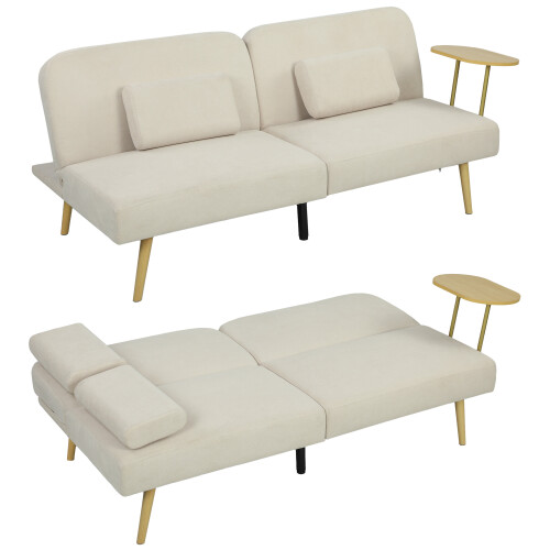 Homcom Sofá Cama Beige 196 x 86 x 81 cm