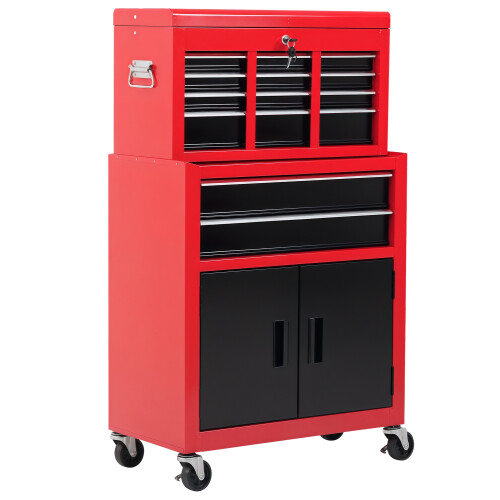 Homcom Carro de Herramienta Rojo 61.6 x 33 x 108 cm