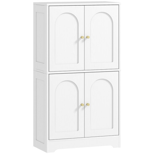 4-Door Kitchen Storage Cabinet with Adjustable Shelves - White 1