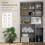 180cm Freestanding Kitchen Cabinet, Modern Storage Cupboard with Open Countertop, Drawer and 6 Doors, Grey 6