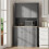 180cm Freestanding Kitchen Cabinet, Modern Storage Cupboard with Open Countertop, Drawer and 6 Doors, Grey 4
