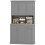 180cm Freestanding Kitchen Cabinet, Modern Storage Cupboard with Open Countertop, Drawer and 6 Doors, Grey 2