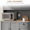 180cm Freestanding Kitchen Cabinet, Modern Storage Cupboard with Open Countertop, Drawer and 6 Doors, Grey 7