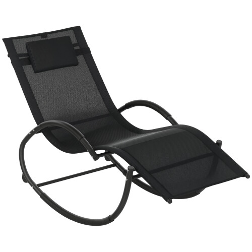 Outsunny Mecedora de Exterior Negro 155 x 61 x 88 cm