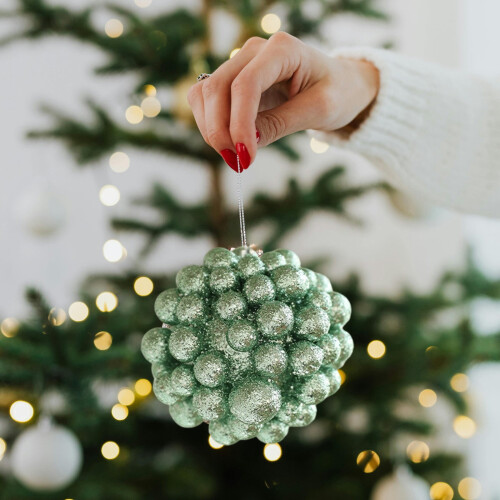 Glitter Mint Green Christmas Ornament Reusable 1 Piece 1