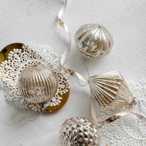 Glass Christmas Ornaments Vintage Irregular Shape 4 pcs 1