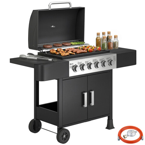 Outsunny Barbacoa de Ga Negro 135 x 51 x 101 cm