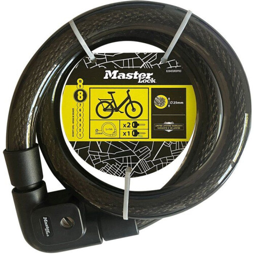 Master Lock Cable Lock - MASTER LOCK - Keyed - 1 m Cable - Braided Steel