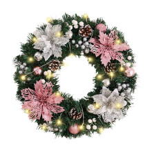 Green LED Christmas Wreath Battery Operated 20 Bulbs 11.81