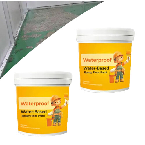 Water-Based Epoxy Floor Paint Waterproof Yellow 2PCS 1