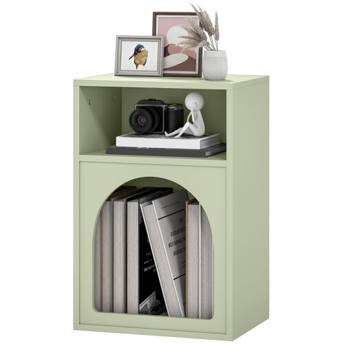 Bedside Table with 2 Open Compartments - Light Green 1