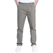 Boys Cargo Pants Gray Elastic Waist Pull-On Trousers 8-9