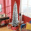 7ft Artificial Snowy Pencil Christmas Tree - White 3