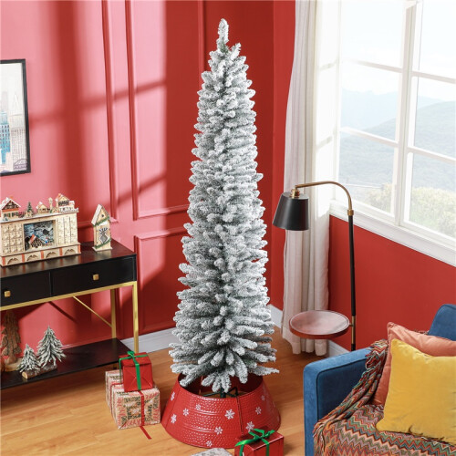 7ft Artificial Snowy Pencil Christmas Tree - White 2