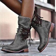 Willtoo Women's Vintage Rivet Cowboy Boots Gray