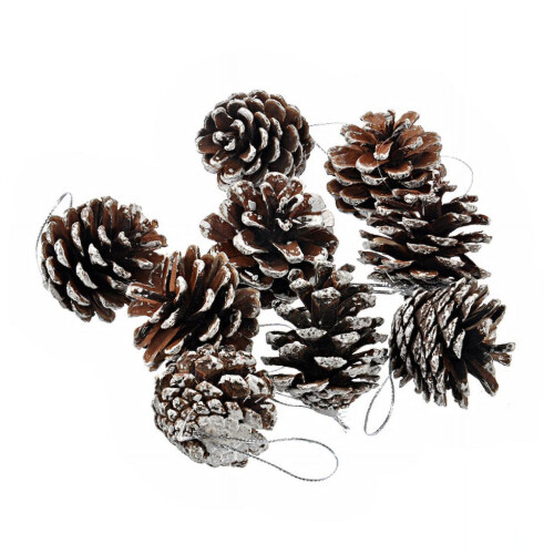 Pinecone Christmas Decoration Silver 9-Piece Set 1.6 Inch 2