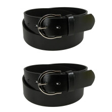 CTM Womens 35 mm Wide Basic Bridle Belt Twin Pack