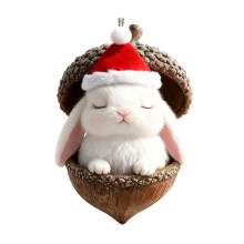 Forest Animal Acorn Ornament Rabbit Red Hat Woodland