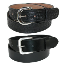 CTM Men's Leather Removable Buckle Belts (Pack of 2)