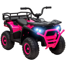 12V Kids Electric Ride on ATV, Battery-Powered Quad Bike w/ Spring Suspension, Forward Backward, Storage Basket, Pink