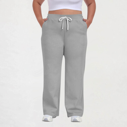 Women's Plus Size Casual Pants Drawstring Waist Solid Color