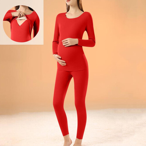 Women's Maternity Pajama Set Double Layer Long Sleeve Top 1