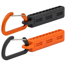 Organisateur de Rangement pour Embouts de Tournevis - Porte-Embouts Noir et Orange Ă 10 Trous avec Mousqueton - Lot de 2