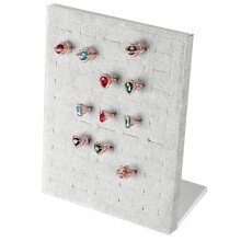 1Pc High Quality Velvet L-Shaped 50-Ring Display Stand Suitable for Storing and Displaying Rings French Grey