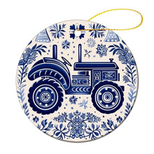 Christmas Tractor Ornament Blue Cartoon Design 1 Piece