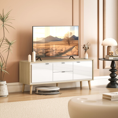 Homcom Mueble de TV Blanco 120 x 35 x 50 cm 1