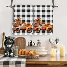 Kitchen Towel Pumpkin Truck Buffalo Plaid 23.5x17.7 Inch