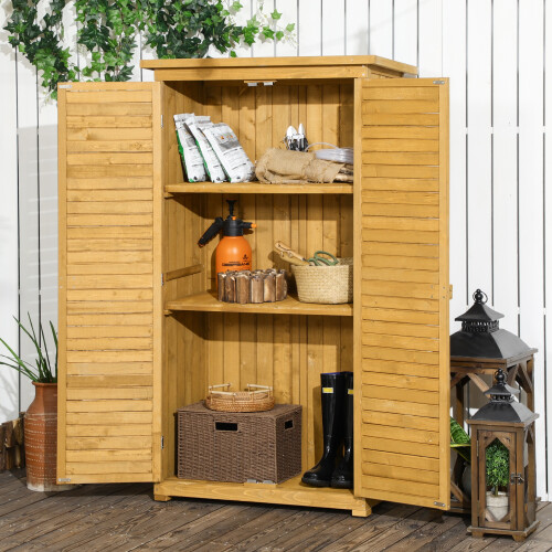 Outsunny Cobertizo de Madera Marrón 87 x 46.5 x 160 cm 2