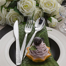 Couverts en Argent, Ensemble de Couverts Robustes, Ustensiles Jetables, pour Fêtes, Mariages et Événements