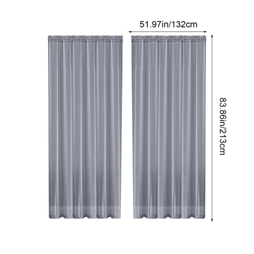 Translucent Voile Curtains 52x84 in Double Rod Pocket 1 1
